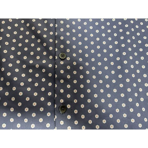 Mizzen + Main Medium Trim Leeward Blue Pink Floral Button Up Casual Preppy - Picture 5 of 12